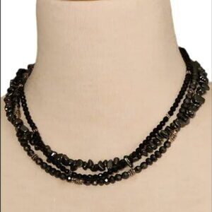 Silpada Sterling Silver Black Onyx & Hematite 3-Strand Necklace
